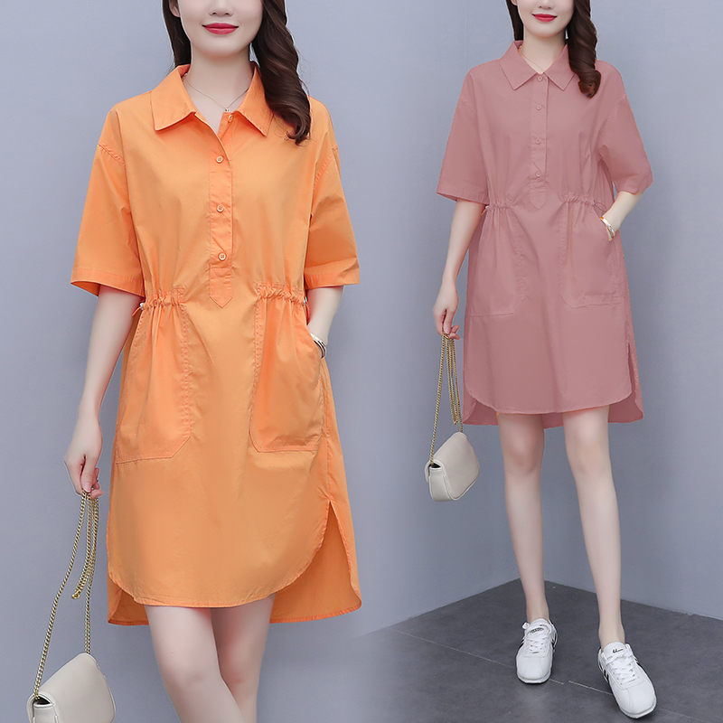 เดรสแขนสั้น มีไซส์ L-5XLอก 38-48 นิ้ว ใส่ได้ทั้งสาวหุ่นดีน่ารักจนถึงสาวอวบพลัสไซส์