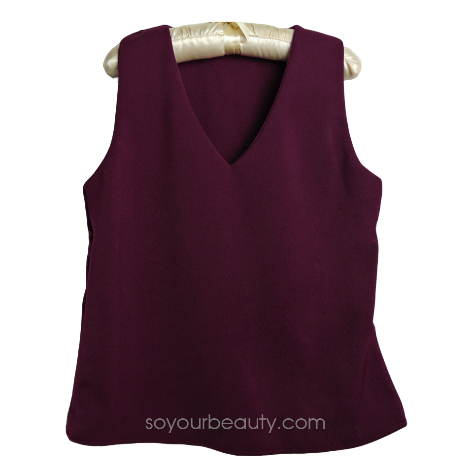 เสื้อผ้าแฟชั่น เสื้อคอวีแขนกุด ผ้าhanako