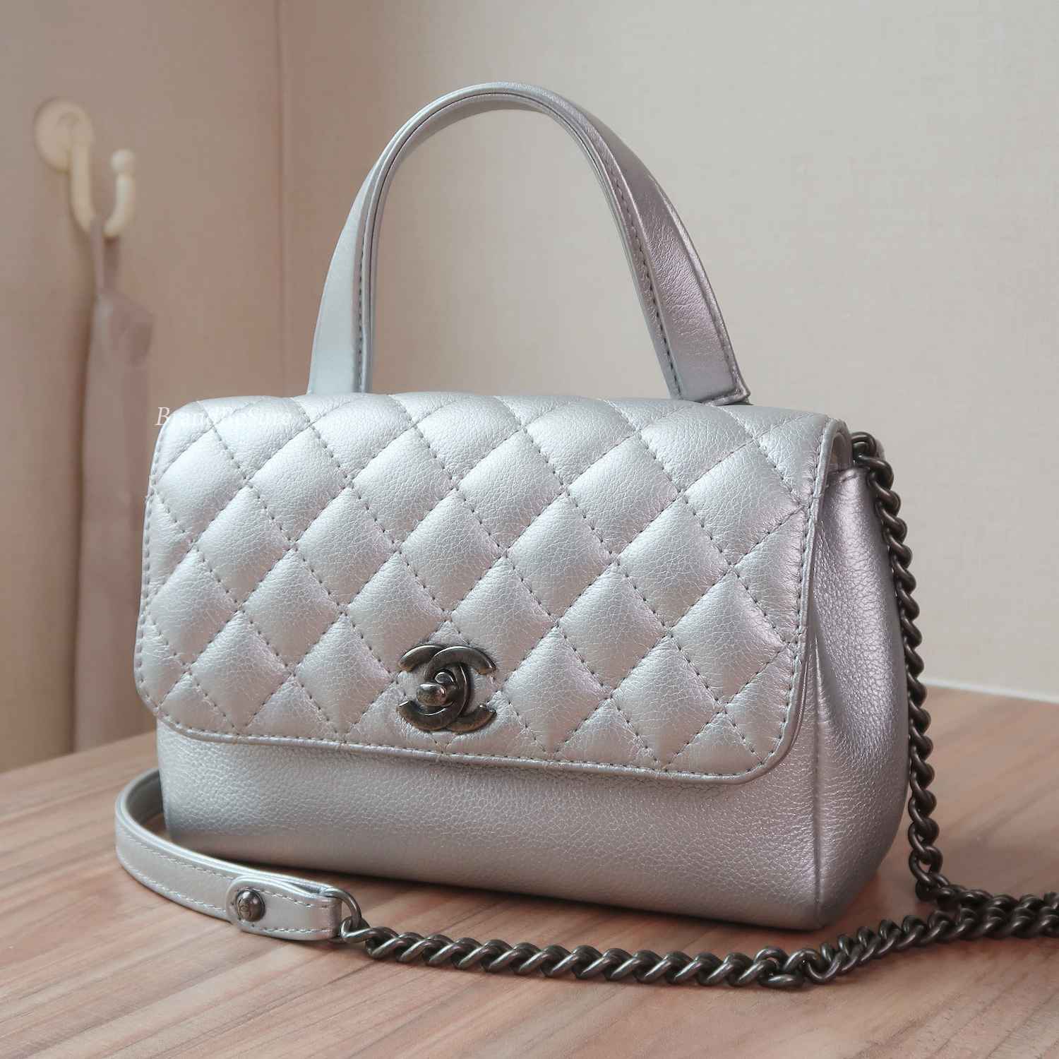 Chanel Silver Calfskin CoCo Twin RHW