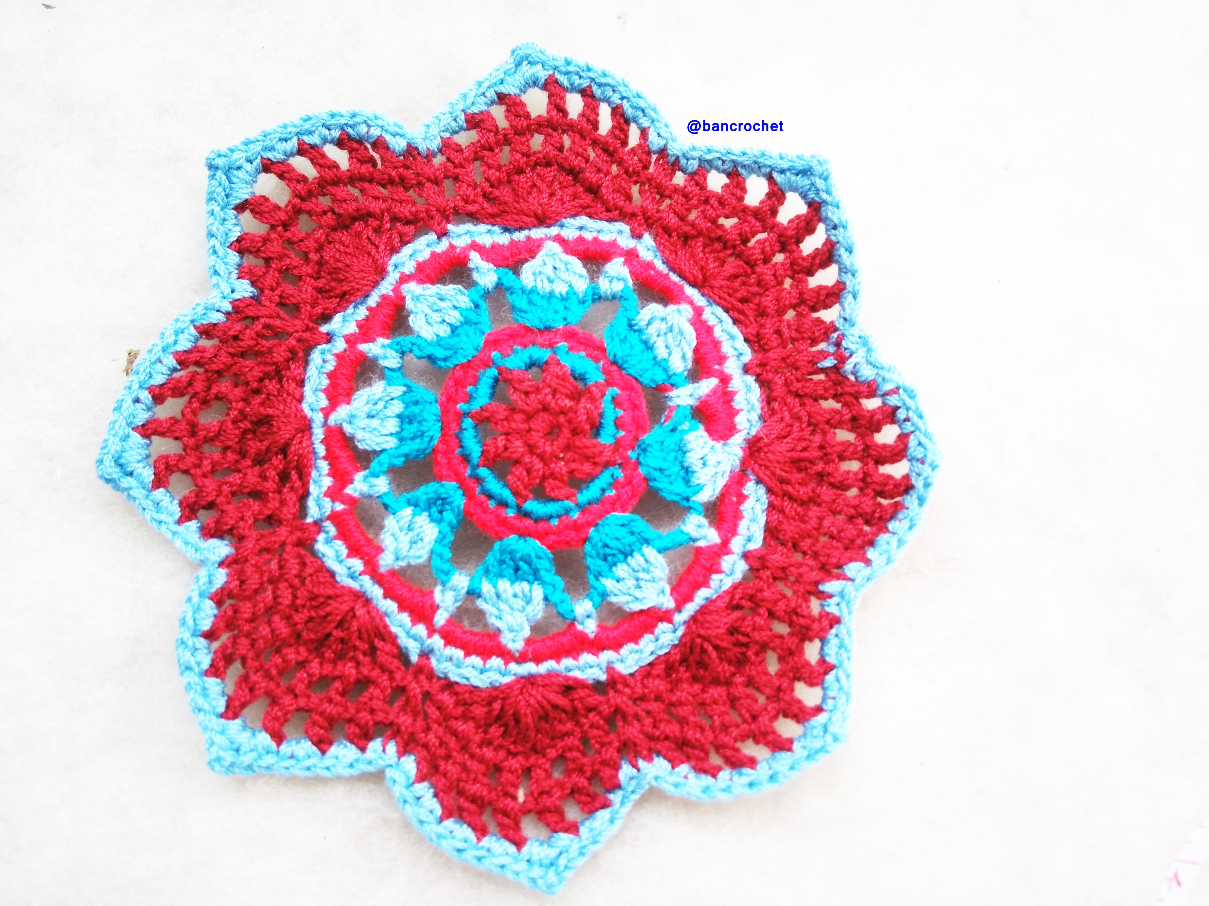 Bancrochet ที่รองแก้วถักโครเชต์ crochet coasters หลากสี 4 นิ้ว