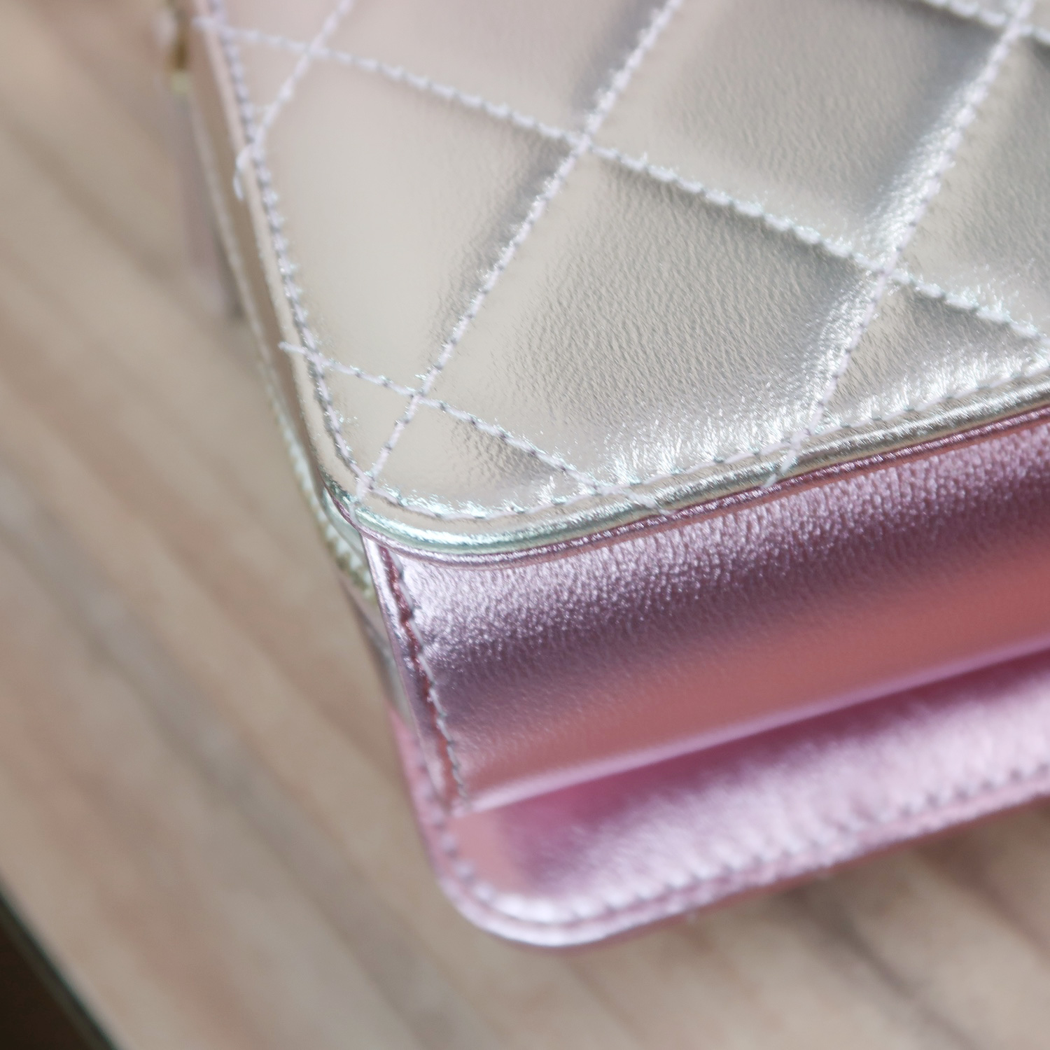 Chanel Rose Pink Metallic Lambskin Like A Wallet Flap GHW