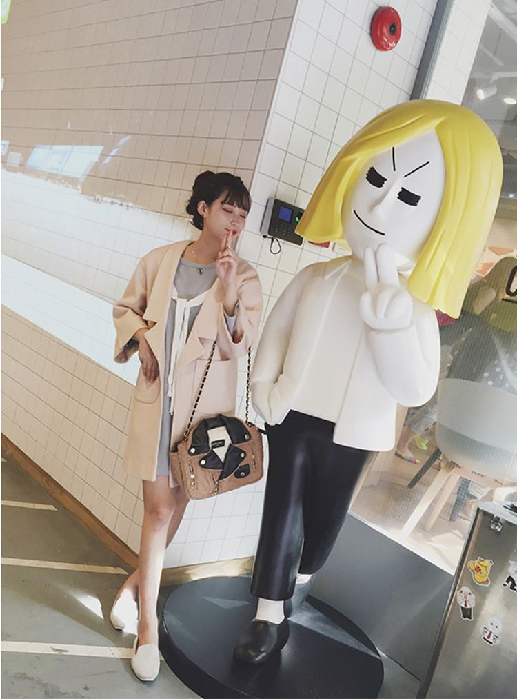 OverCoat เสื้อโค้ทกันหนาว ทรงยาว สไตล์ยุโรป เรียบๆ ผ้าวูลผสมเนื้อนุ่ม บุซับในกันลม ครีม