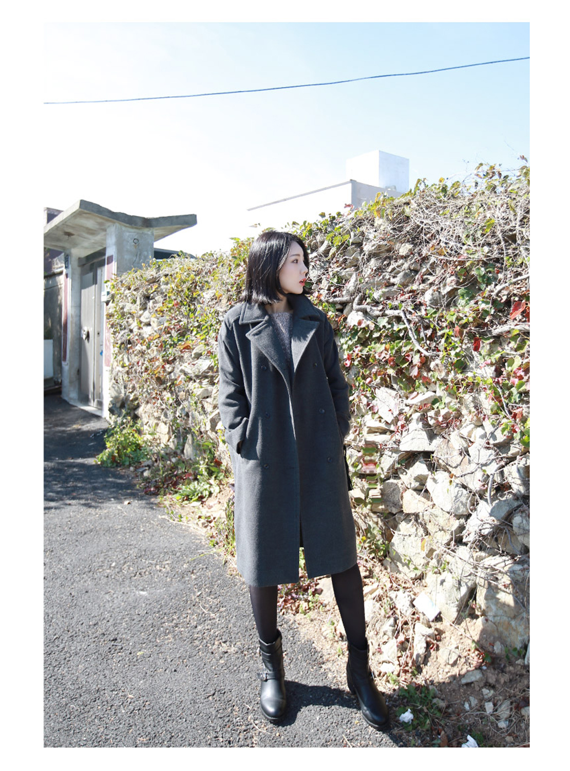 OverCoat เสื้อโค้ทกันหนาวตัวยาว สีเทาดำ งานดี ผ้าวูลเนื้อดีเรียบไม่เป็นขุย บุซับในกันลมอย่างดี พร้อมส่ง