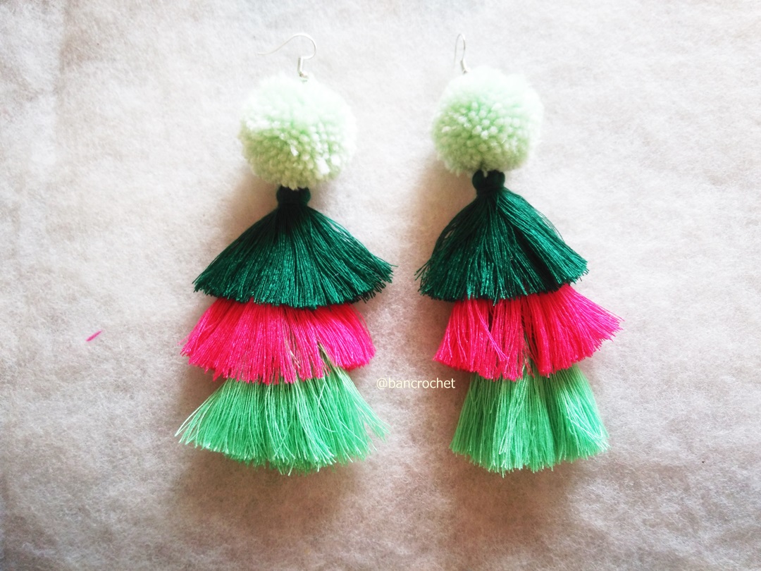 ต่างหูถักโครเชต์ crochet earrings หลากสี 5 นิ้ว