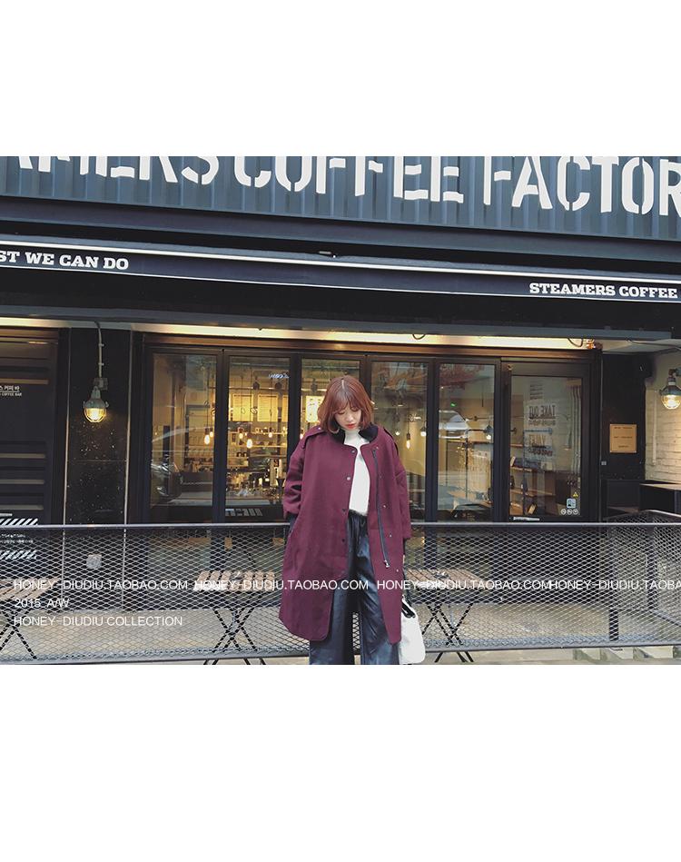 เสื้อโค้ทกันหนาว ทรงยาวโคล่ง ผ้าวูลเนื้อละเอียด บุซับในกันลม งานดีค่าา พร้อมส่ง สีเลือดหมูเข้ม