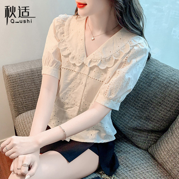เสื้อลูกไม้ แขนสั้น