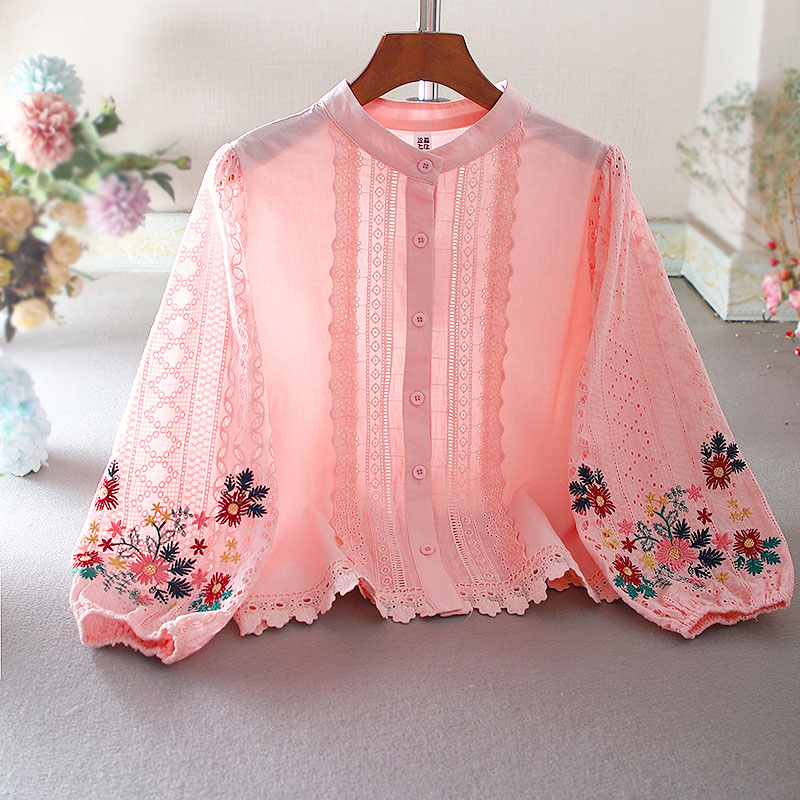 เสื้อลินิน เสื้อผ้าฝ้ายลินิน เสื้อเชิ้ตผ้าลินิน ปักลายสวยๆด้วยด้าย สไตล์VINTAGE