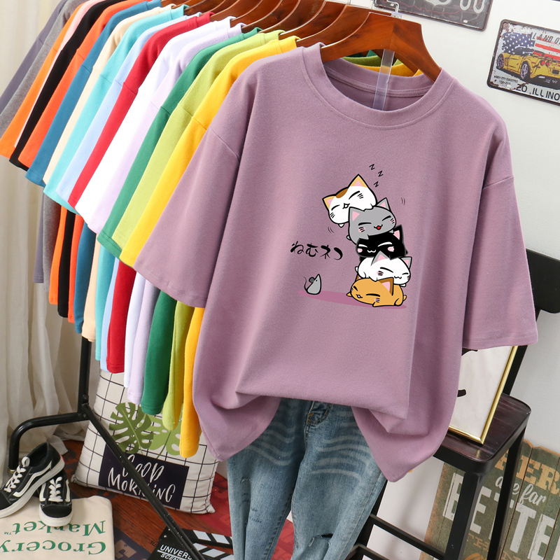 เสื้อยืดคอตตอน สกรีนลายน่ารัก มีหลากหลายสี ส่งฟรีทั่วไทย BY JIMIAO