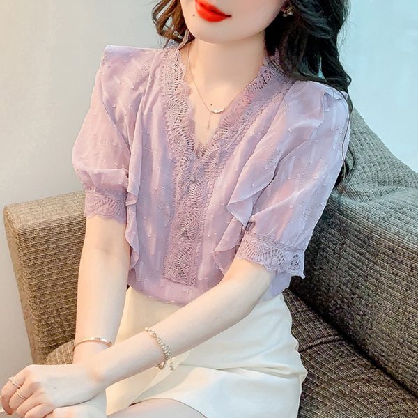 เสื้อลูกไม้ แขนสั้น