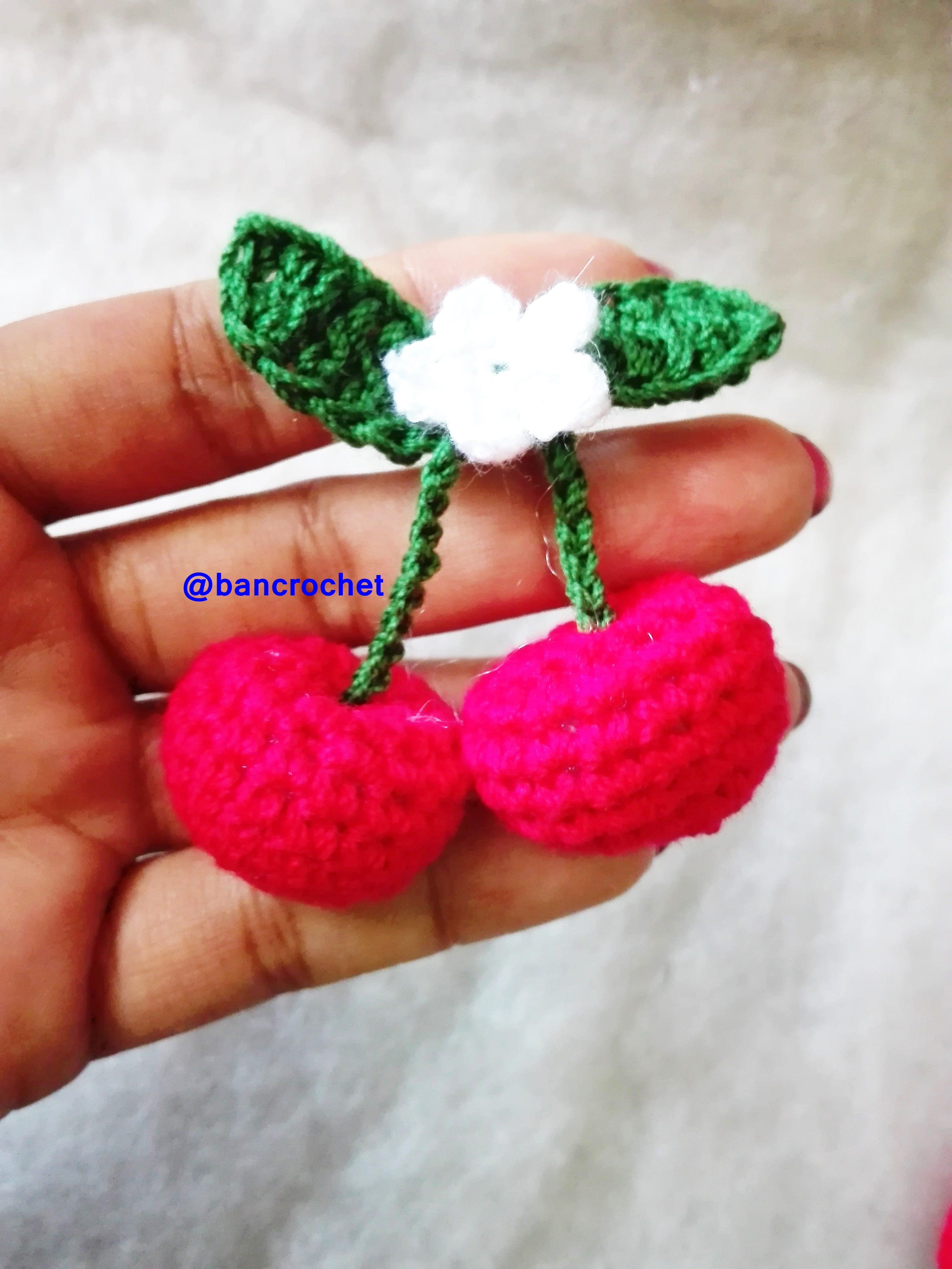 Bancrochet เชอรี่ถักโครเชต์ crochet cherry แดง 1.5 นิ้ว