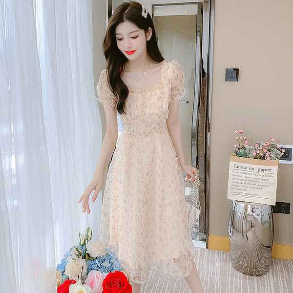 เดรสลูกไม้ เดรสชีฟองสวยๆ แขนสั้น By Meiyi women's clothing