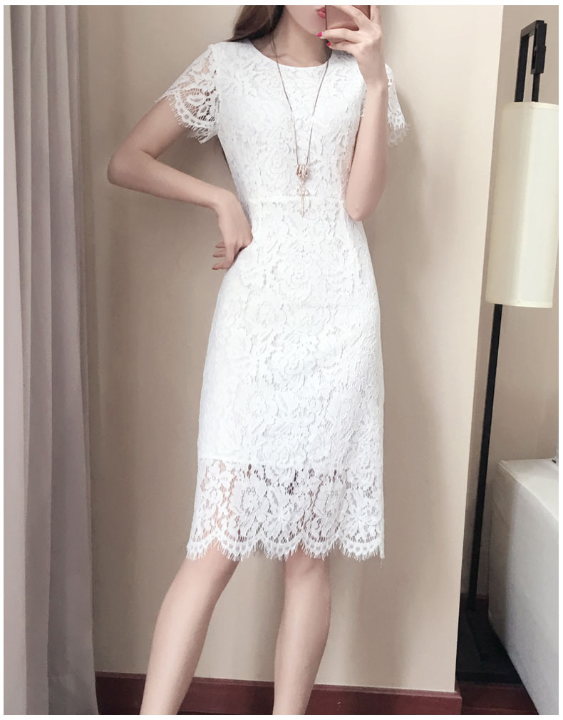 Dress4495 เดรสลูกไม้ทรงเข้ารูป ซิปหลังใส่ง่าย มีซับในอย่างดีทั้งชุด ผ้าลูกไม้คอตตอนเนื้อดีหนาสวย งานดีทรงดีลายสวย เรียบหรูดูแพงสุด ใส่ทำงาน/ใส่ออกงานได้