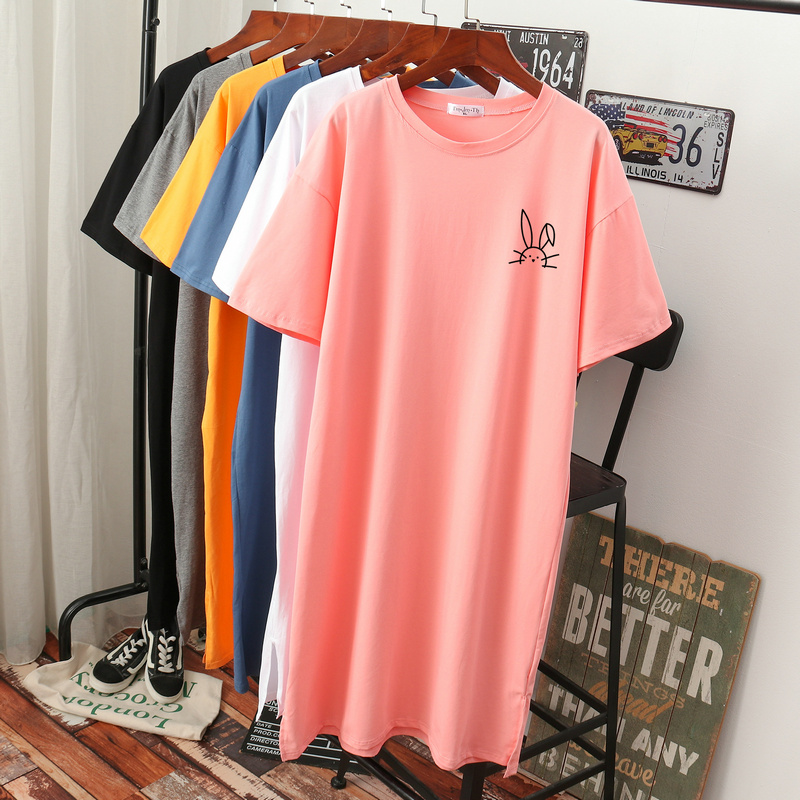 เดรสสไตล์เสื้อยืด S-3XL(อกเสื้อยืด 43- 51 นิ้ว)ใส่สบายๆอยู่บ้าน ใส่นอน