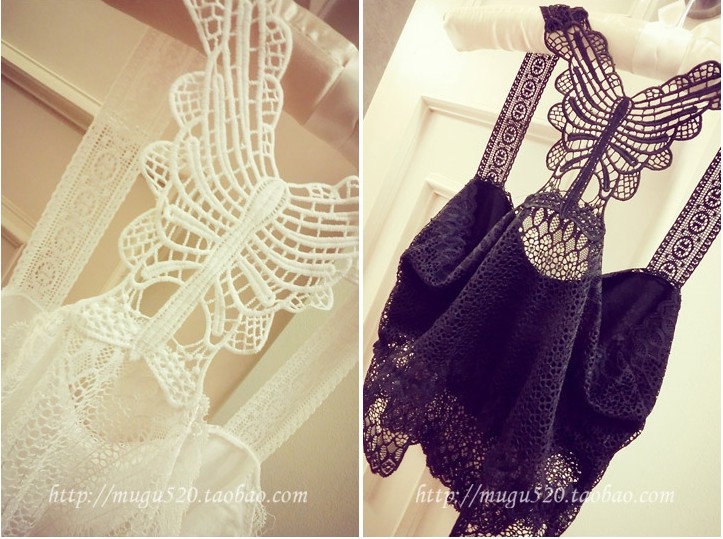 เสื้อครึ่งตัว แต่งลูกไม้ทั้งตัว เซ็กซี่ พร้อมส่ง ยืดหยุ่นใส่สบาย black,white