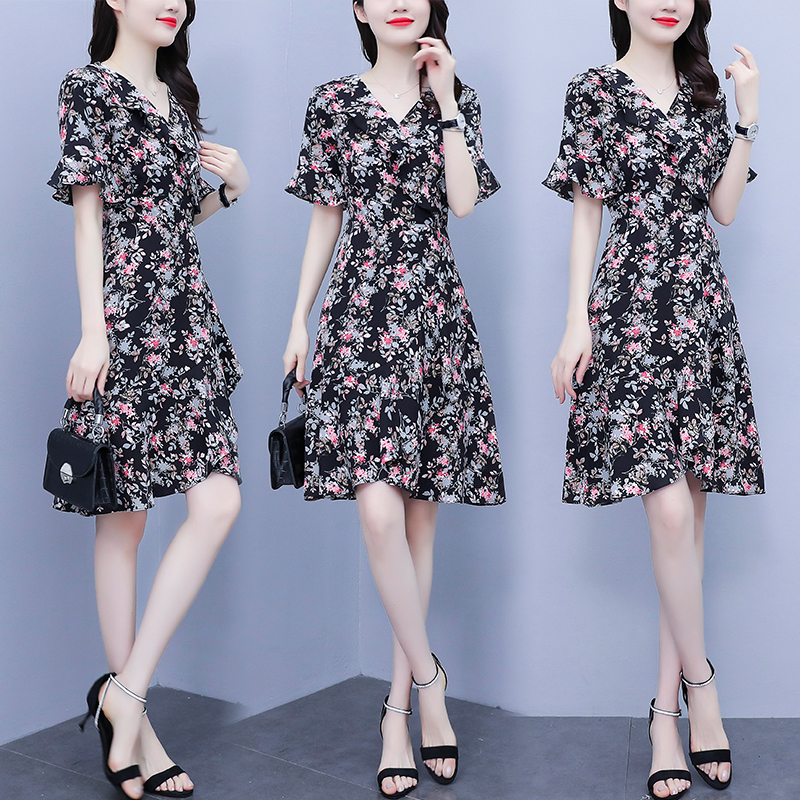 เดรสแขนสั้น มีไซส์ L-5XLอก 38-48 นิ้ว ใส่ได้ทั้งสาวหุ่นดีน่ารักจนถึงสาวอวบพลัสไซส์