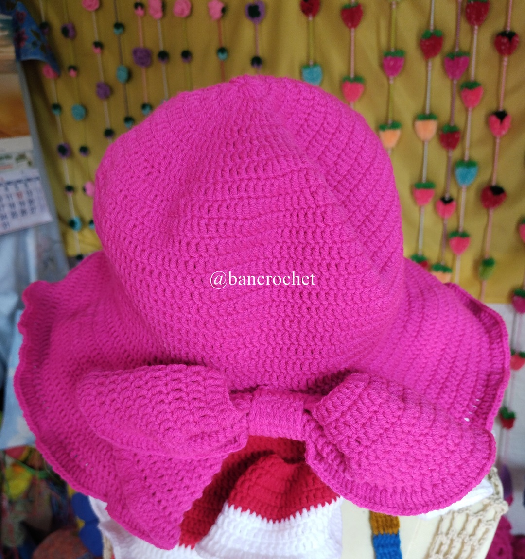 Bancrochet หมวกถักโครเชต์ลายโบว์ crochet bow hat บานเย็น