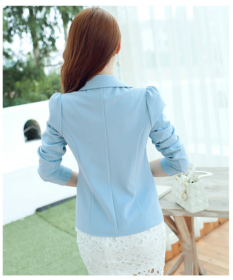 สูท ทรงสวย สีฟ้า แต่งกระเป๋าหลอกที่หน้าอกขวา แต่งช่วงไหล่หวานๆ พร้อมส่ง Blue