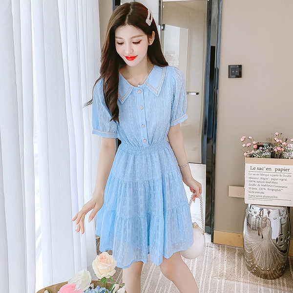 เดรสลูกไม้ เดรสชีฟองสวยๆ แขนสั้น By Meiyi women's clothing