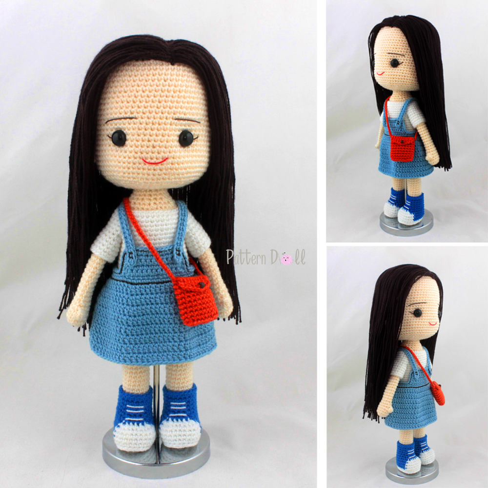 ตุ๊กตาถักชุดสาวน้อยชุดเอี๊ยม