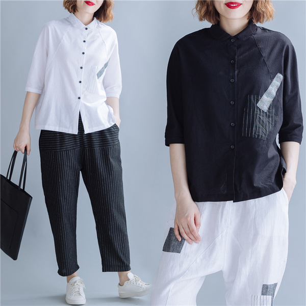 เสื้อผ้าฝ้าย เสื้อผ้าลินิน สไตล์ฤดูร้อน BY Lian Zhi Cotton and linen art สไตล์VINTAGE มีขนาดไซส์อกประมาณ 35-40 นิ้ว