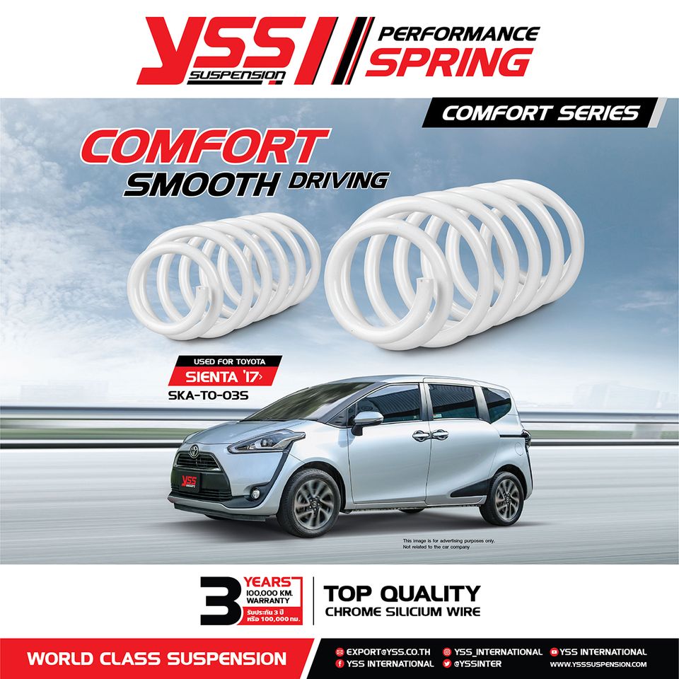 YSS สปริงรถยนต์ TOYOTA SIENTA (โหลด เเละสเเตนดาร์ด)