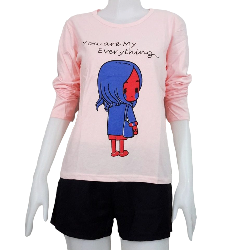 Blouse3668 เสื้อยืดแขนยาวสีพื้นสกรีนลายเก๋ๆ (มีหลายสีหลายลาย) ผ้าคอตตอนเนื้อดีนุ่มใส่สบาย งานดีแมทช์ง่าย แมทช์ได้ทั้งขาสั้นและขายาว