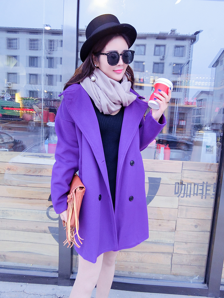 เสื้อโค้ทกันหนาว สีม่วง สีแรง ใส่ออกมาถ่ายรูปขับผิวมากๆ ผ้า วูลผสมสำลี พร้อมบุซับในกันลม พร้อมส่งเลยจ้าา ม่วง ตามภาพสินค้าจริง