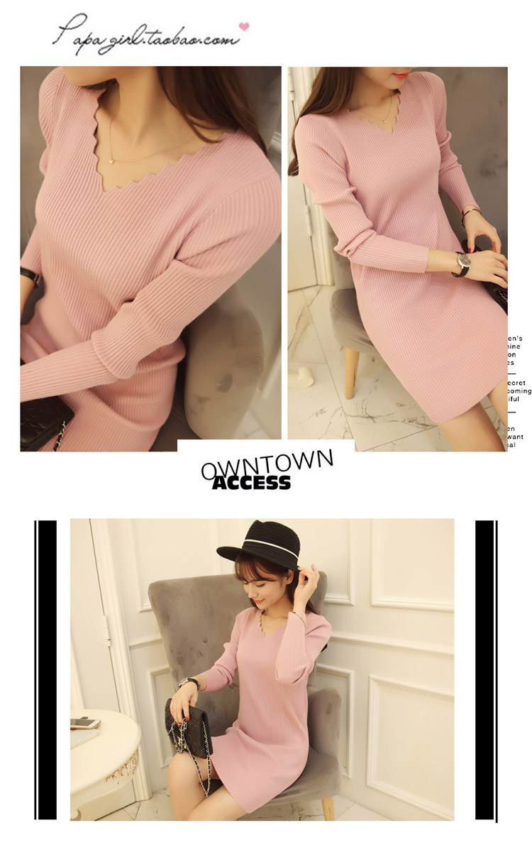 เสื้อไหมพรม ตัวยาว ผ้าร่อง คอวี พร้อมส่ง