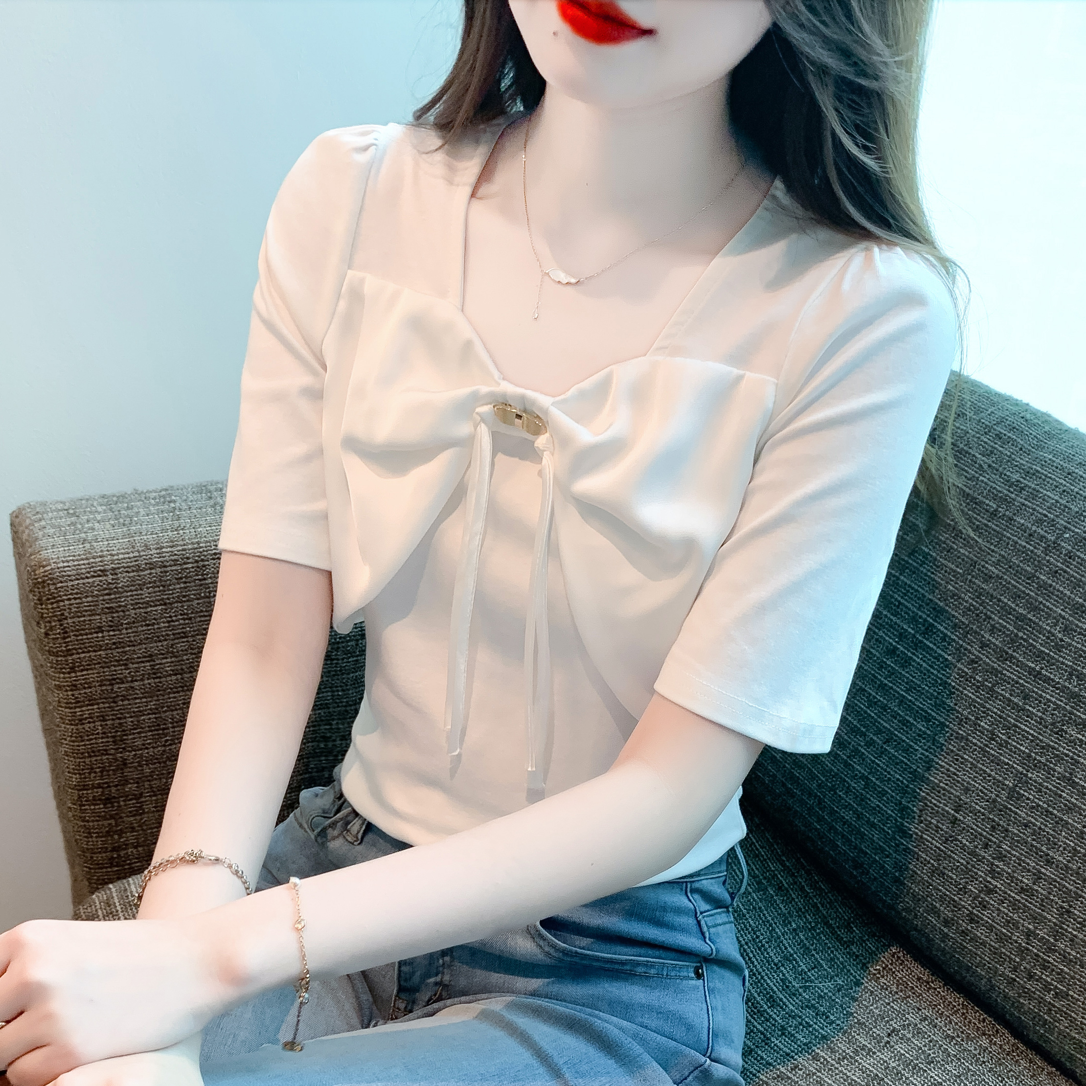 เสื้อผ้าวัยรุ่นเกาหลี เสื้อยืดวัยรุ่นผู้หญิง มีขนาด S M L XL