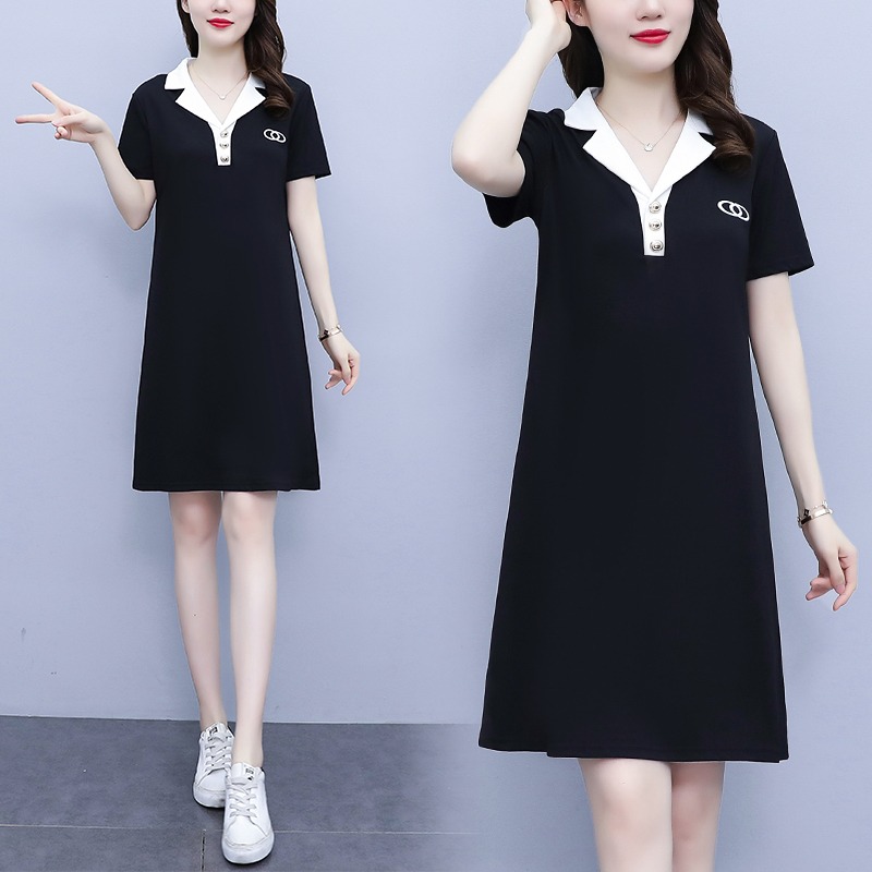เดรสแขนสั้น มีไซส์ L-5XLอก 38-48 นิ้ว ใส่ได้ทั้งสาวหุ่นดีน่ารักจนถึงสาวอวบพลัสไซส์