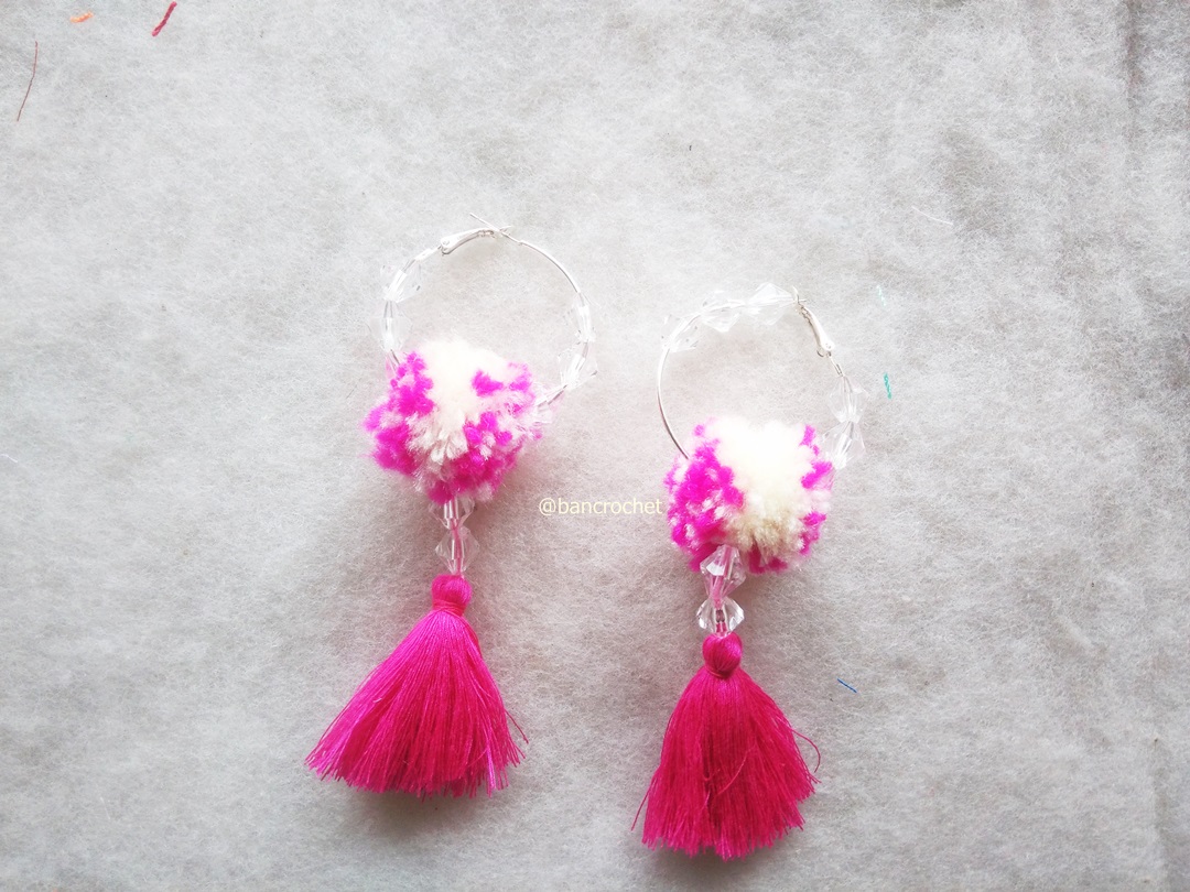 ต่างหูถักโครเชต์ crochet earrings หลากสี 4-6 นิ้ว