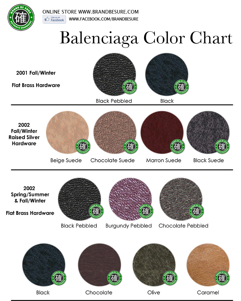 Balenciaga Color Chart 2001-2014 (ตารางสี)