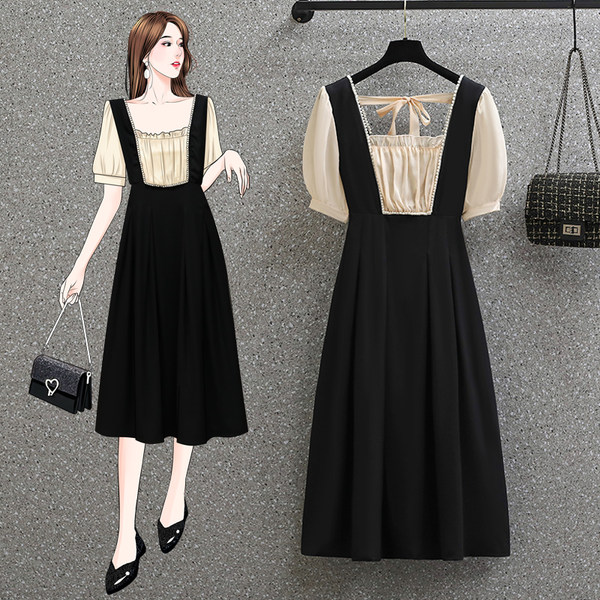 เดรสคนอ้วน เดรสสาวอวบ ชุดเดรสคนอ้วนวัยรุ่นแขนสั้น BY PLUS SIZE Girl