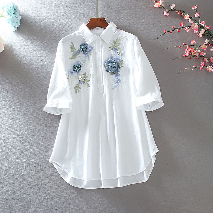 เสื้อลินิน เสื้อผ้าฝ้ายลินิน เสื้อเชิ้ตผ้าลินิน ปักลายสวยๆด้วยด้าย สไตล์VINTAGE BY Dreamroom