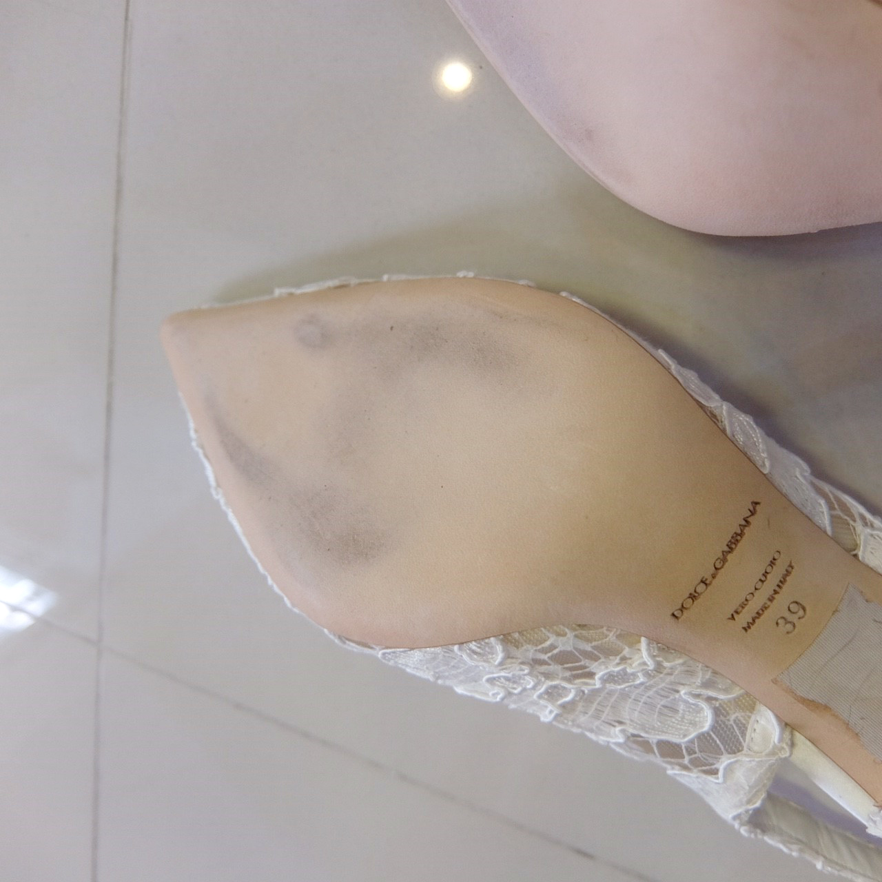 DOLCE & GABBANA White Bellucci Lace Slingback Pump Size 39