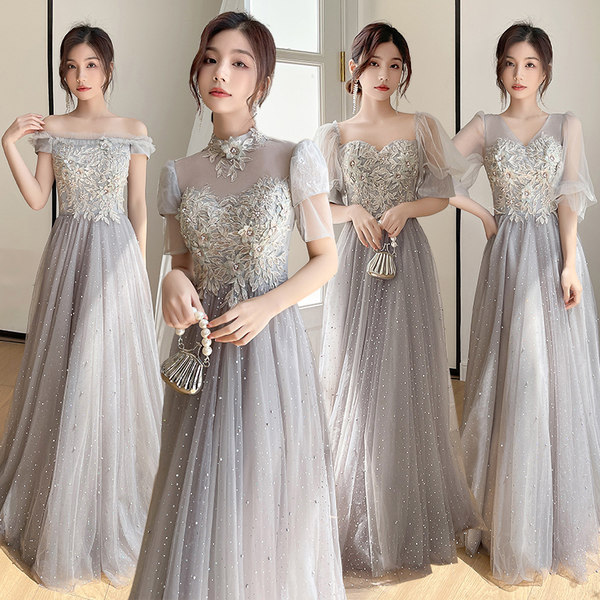 ชุดเพื่อนเจ้าสาวสีเทา ชุดเพื่อนเจ้าสาว ชุดไปงานแต่งงาน