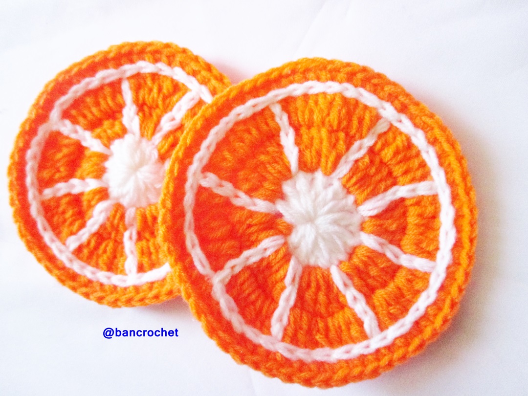 Bancrochet ที่รองแก้วถักโครเชต์ ลายส้ม Crochet Orange Coasters หลากสี 3.5 นิ้ว