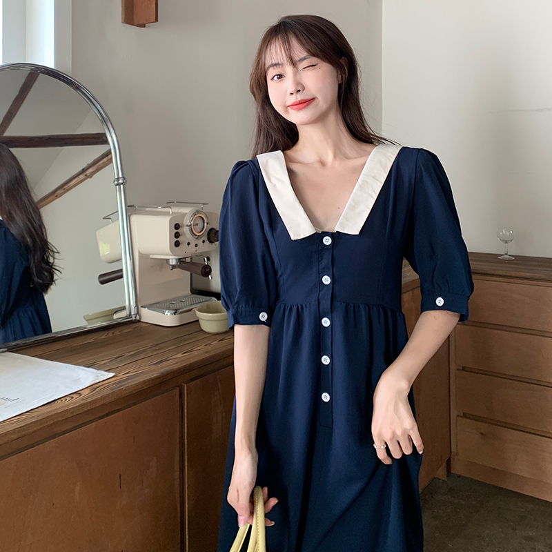 เดรสแขนสั้น มีไซส์ L-4XLอก 38-47 นิ้ว ใส่ได้ทั้งสาวหุ่นดีน่ารักจนถึงสาวอวบพลัสไซส์