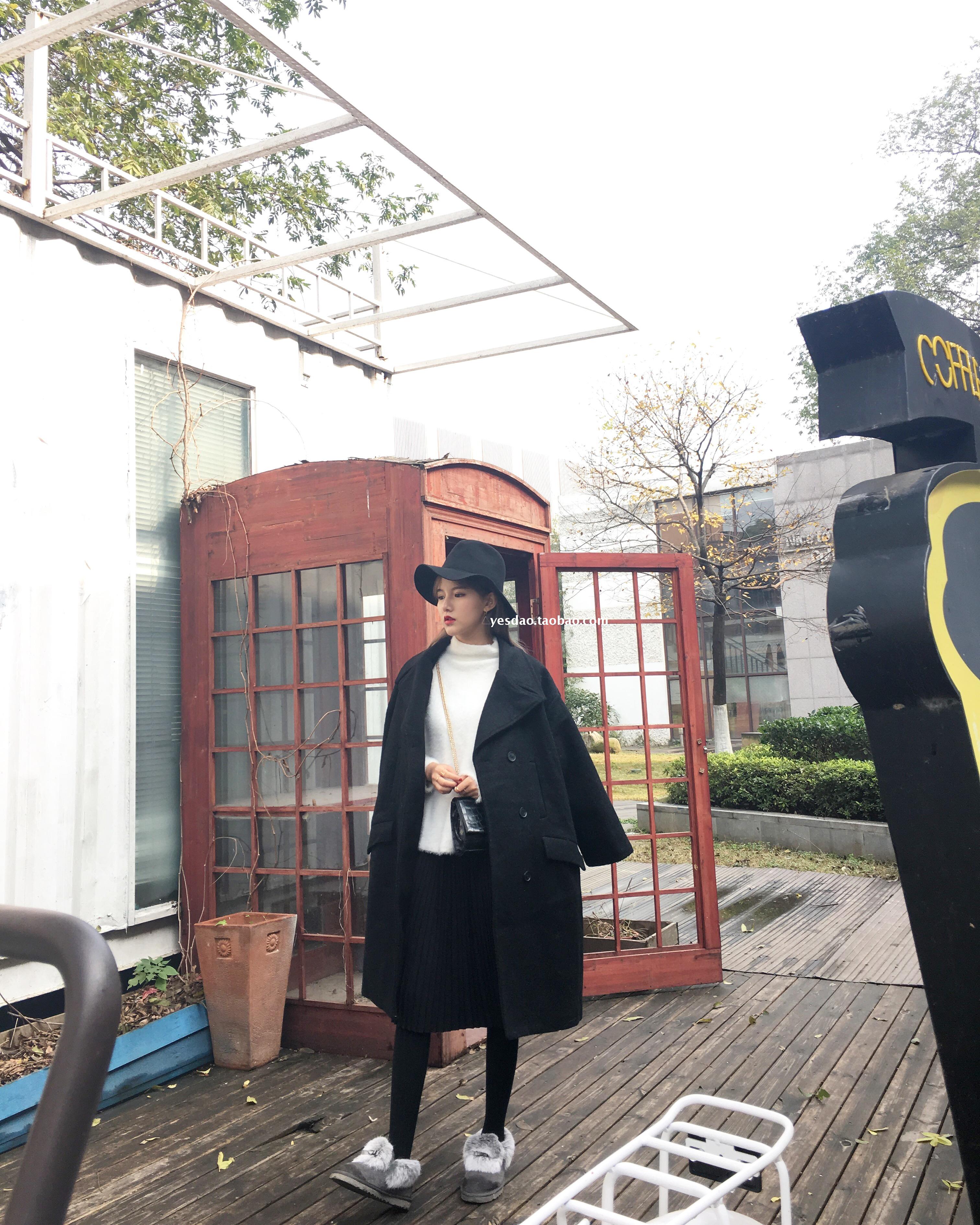 เสื้อโค้ทกันหนาว ทรงยาวโคล่ง แต่งกระเป๋า 4 จุด (กระเป๋าจริง) ผ้าวูลเนื้อละเอียด บุซับในกันลม งานดีค่าา พร้อมส่ง สีดำ