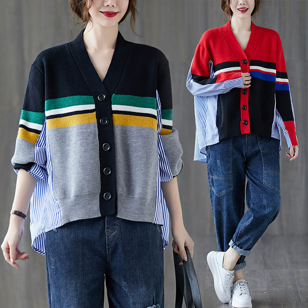 เสื้อทีเชิ้ตคนอ้วนผู้หญิงสไตล์คอตตอนลินินมีไซต์อก 47-48 นิ้ว