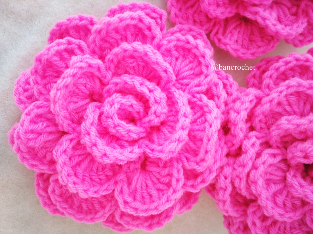 กุหลาบถักไหมพรม Rose Flowers Crochet หลากสี 4 นิ้ว
