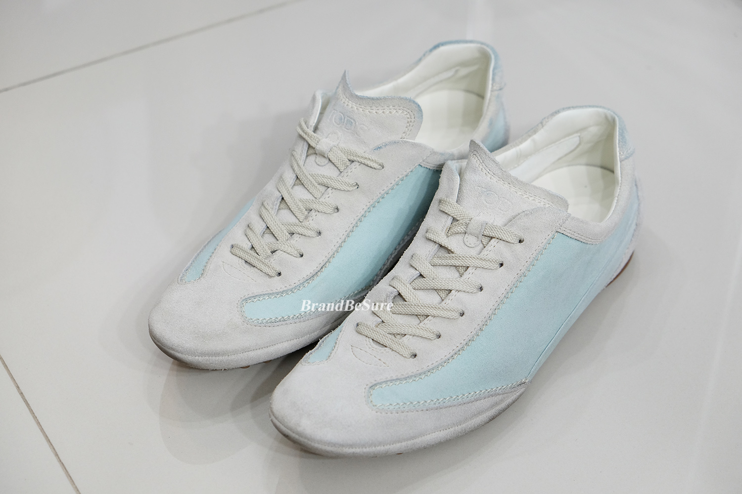 Tod's Beige/Vert "Owens Gommini Allacciato" Sneakers Size 40