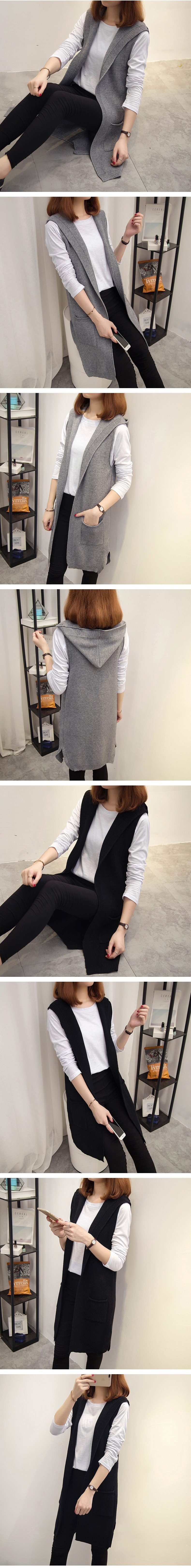 Blouse3643 เสื้อคลุมกันหนาวไหมพรมตัวยาวมีฮู้ด งานถักเนื้อแน่นสวยมีน้ำหนักทิ้งตัวยืดหยุ่นสูง งานสวยแมทช์ง่าย แมทช์กับชุดไหนก็เข้า **พร้อมส่งสีดำสีเดียวค่ะ