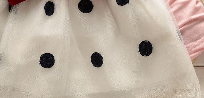 ชุดกระโปรงเด็กผู้หญิง อายุ 6 - 24 เดือน เดรสเด็กผู้หญิง เสื้อยืดแขนสั้น สีชมพูอ่อน กระโปรง ระบายสีขาว ลายจุด ติดโบว์ เดรสคุณหนู ใส่เที่ยว 209799_3