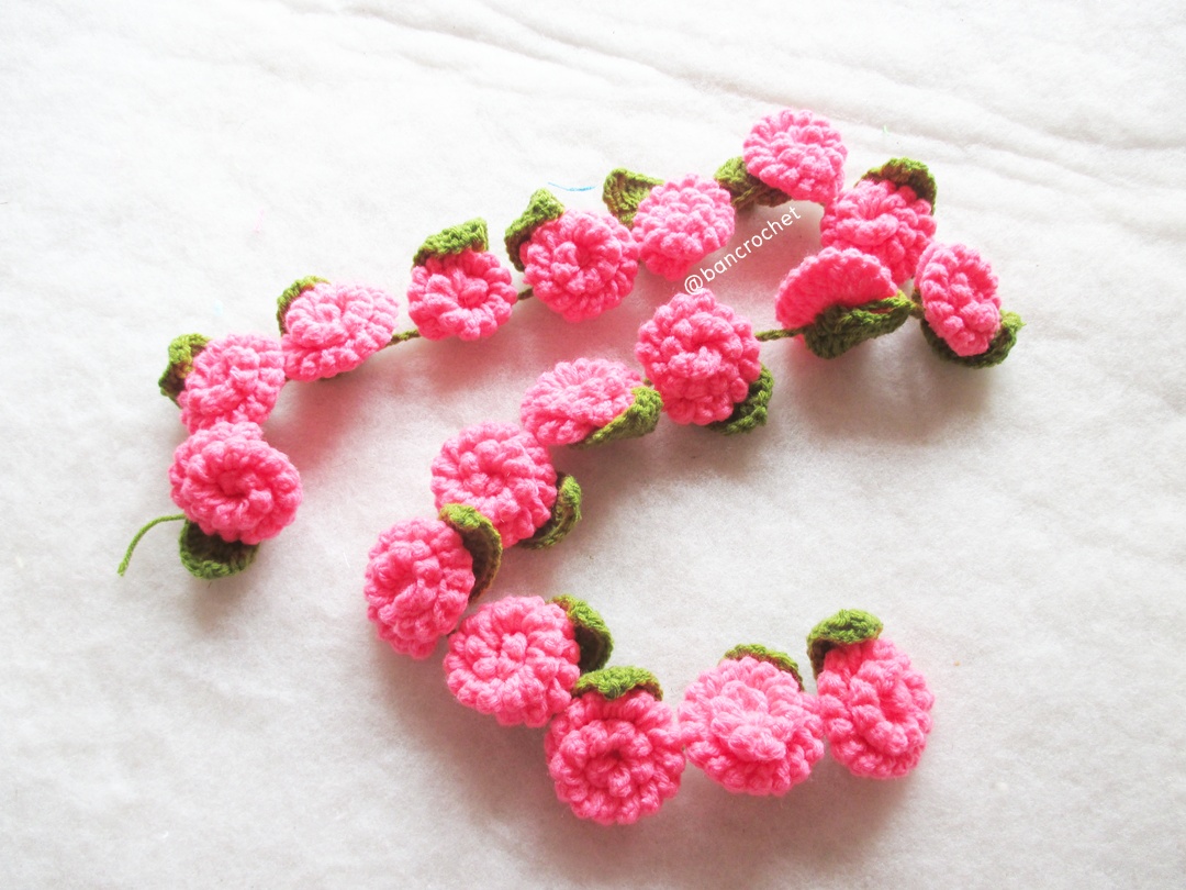 Bancrochet ดอกไม้ถัก สายประดับดอกไม้ ประดับ Crochet Flowers หลากสี 60 cm