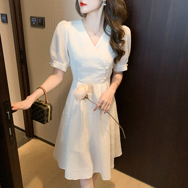 เดรสลูกไม้ เดรสชีฟองสวยๆ แขนสั้น By Meiyi women's clothing