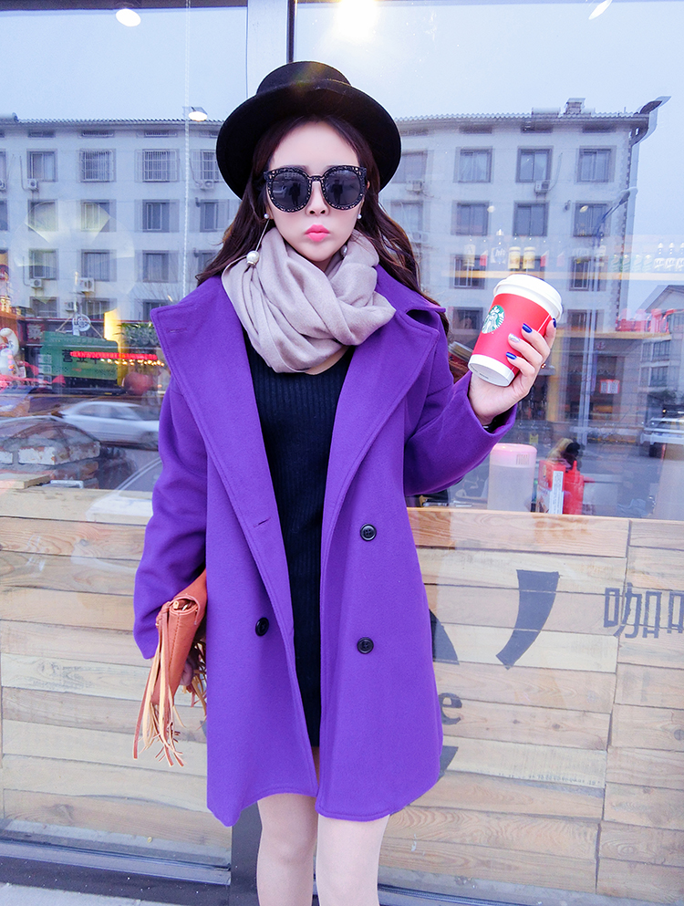 เสื้อโค้ทกันหนาว สีม่วง สีแรง ใส่ออกมาถ่ายรูปขับผิวมากๆ ผ้า วูลผสมสำลี พร้อมบุซับในกันลม พร้อมส่งเลยจ้าา ม่วง ตามภาพสินค้าจริง