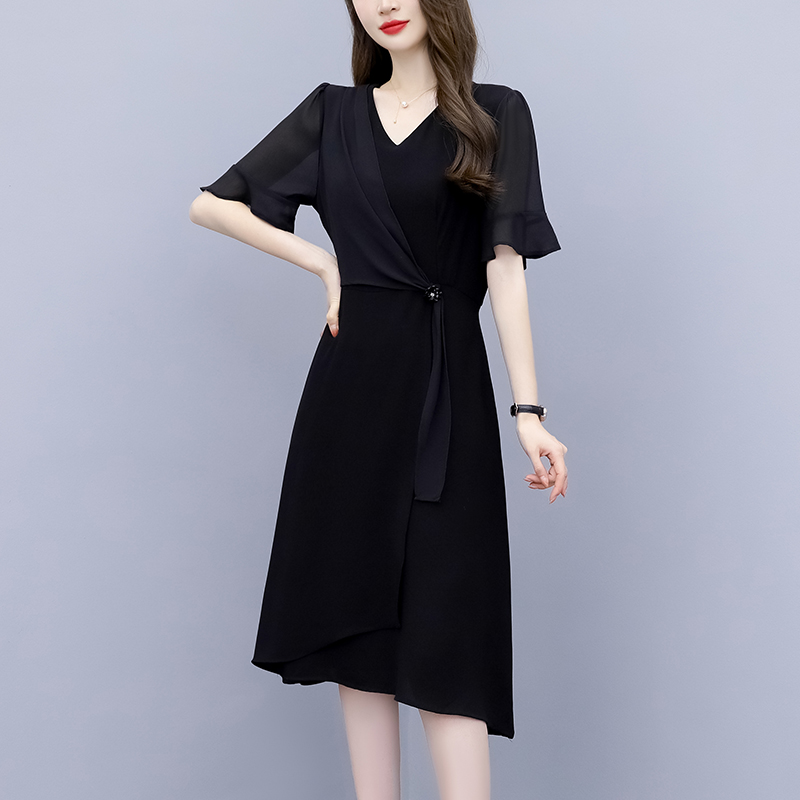 เดรสคนอ้วน เดรสสาวอวบ ชุดเดรสคนอ้วนวัยรุ่นแขนสั้น BY PLUS SIZE Girl