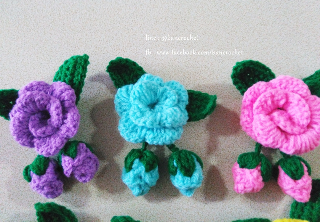 ดอกไม้ถัก สำหรับทำพวงกุญแจ ยางรัดผม หรือเข็มกลัด