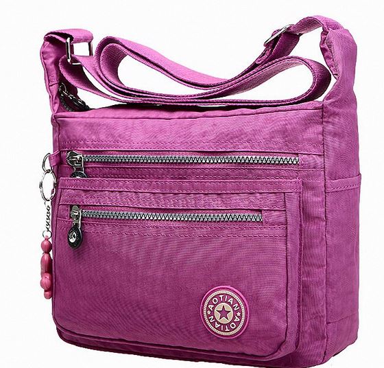 กระเป๋าสะพายข้างผู้หญิง ขนาดกลาง มีช่องซิป แยกหลายช่อง กระเป๋าผู้หญิง สไตล์ วัยรุ่นแนว sport ผ้าไนลอน สีหวาน ฟ้า ชมพู สวยเท่ 544662